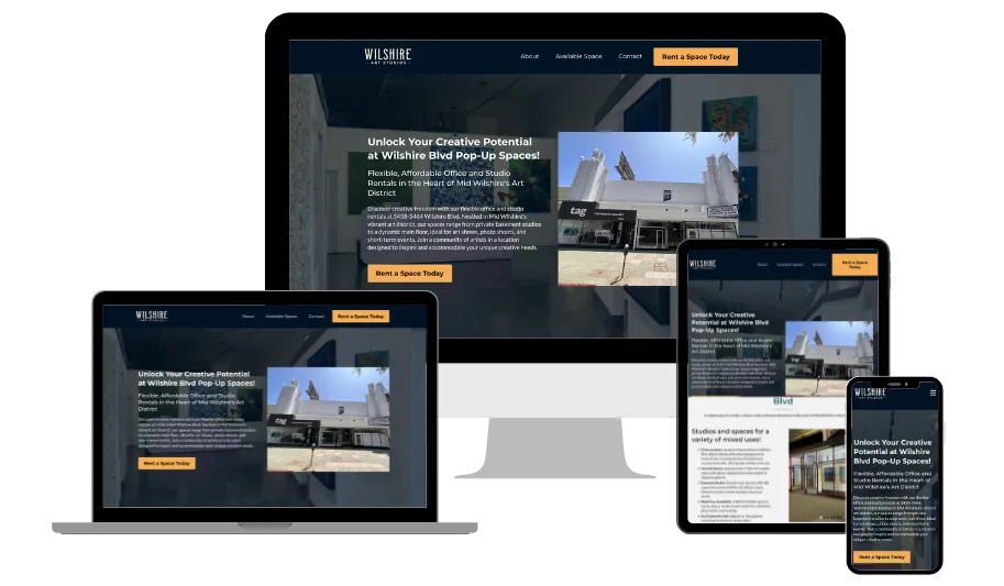 Wilshire Art Studios website mockup